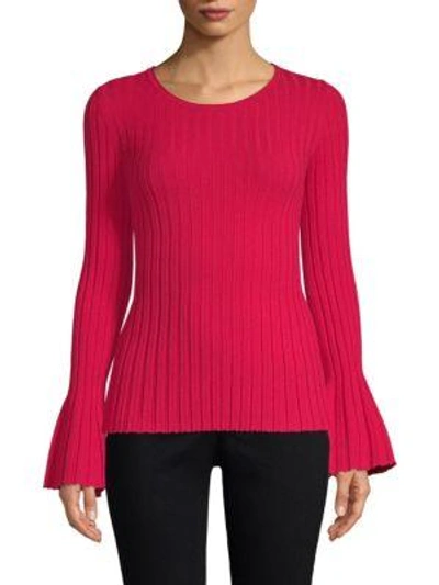 Shop Bailey44 Cossak Bell-sleeve Ribbed Sweater In Red