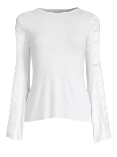Shop Bailey44 Romanov Bell-sleeve Lace Top In Chalk