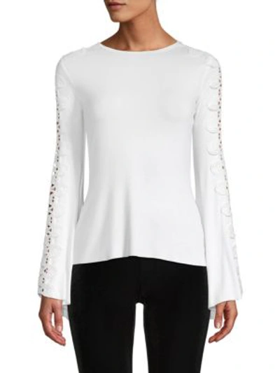 Shop Bailey44 Romanov Bell-sleeve Lace Top In Chalk