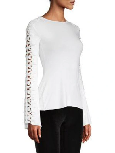 Shop Bailey44 Romanov Bell-sleeve Lace Top In Chalk