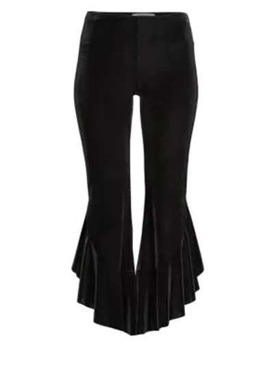Shop Bailey44 Velvet Flounce Flare Trousers In Black