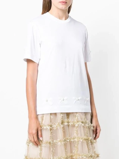 Shop Simone Rocha Bow Embossed T In White