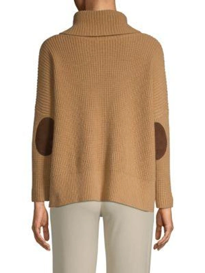 Shop Autumn Cashmere Cowlneck Elbow-patch Sweater In Camouflage