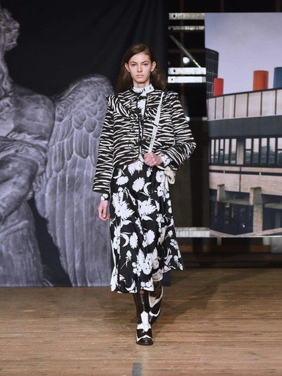 Ganni Faulkner Zebra-print Quilted Cotton Jacket In Black | ModeSens
