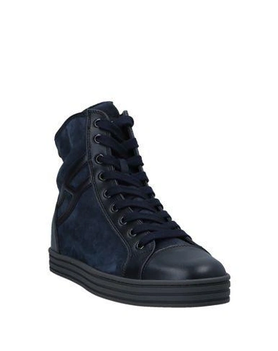 Shop Hogan Rebel Woman Sneakers Slate Blue Size 7 Soft Leather