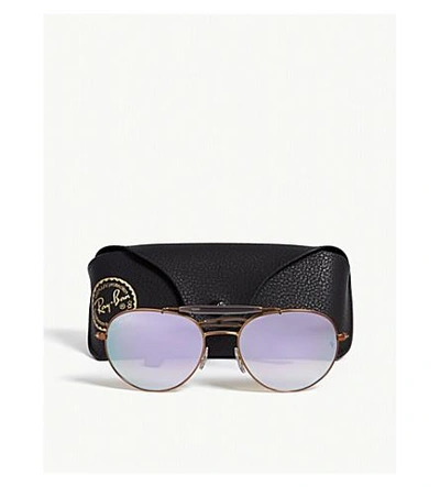 Shop Ray Ban Rb3540 Aviator Sunglasses In Gold