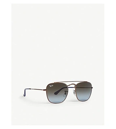 Shop Ray Ban Rb3557 Square-frame Sunglasses In Gold