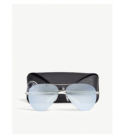 Shop Ray Ban Rb8058 Pilot-frame Sunglasses In Silver