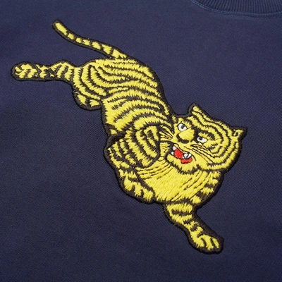 Shop Kenzo Tiger Logo Crew Sweat In Blue