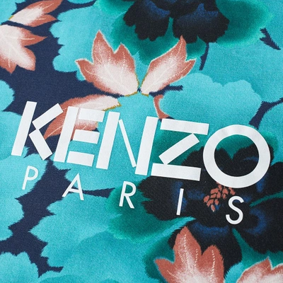 Shop Kenzo Floral Logo Tee In Blue