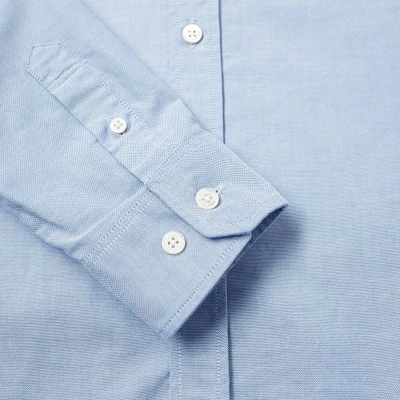Shop Norse Projects Anton Oxford Logo Shirt In Blue