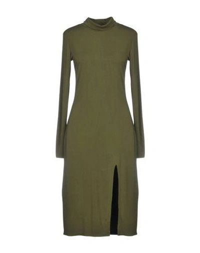 Shop Bobi Knee-length Dress In Military Green