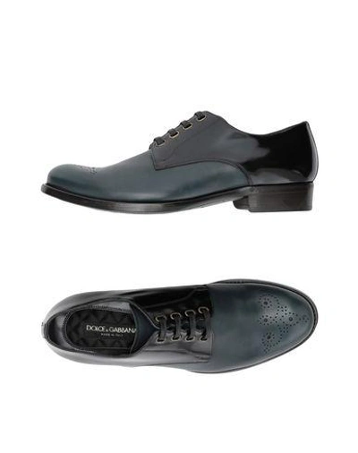 Shop Dolce & Gabbana Man Lace-up Shoes Midnight Blue Size 8 Calfskin