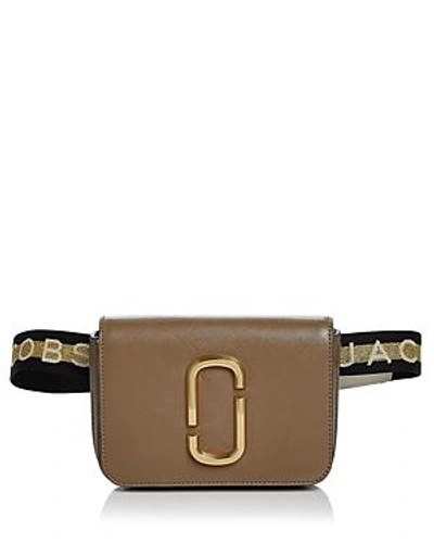 Shop Marc Jacobs Hip Shot Leather Convertible Belt Bag In French Gray/gold