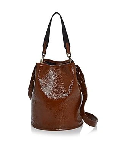 Shop Creatures Of Comfort Small Leather Bucket Bag In Amber/silver