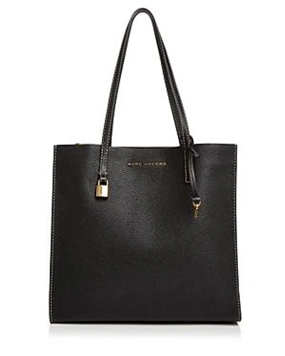 Shop Marc Jacobs The Grind East/west Leather Tote In Black/gold