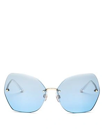 Shop Dolce & Gabbana Women's Lucia Mirrored Oversized Round Sunglasses, 64mm In Gold/light Blue Silver
