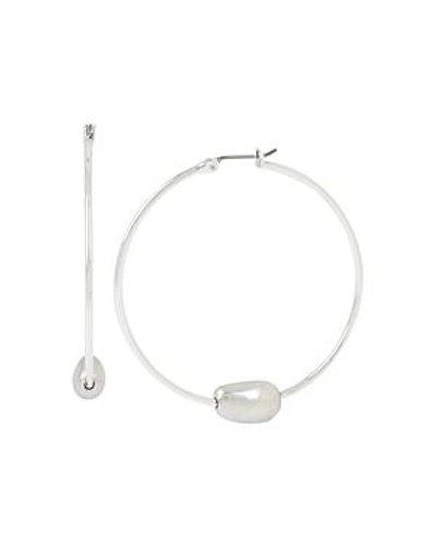 Shop Robert Lee Morris Soho Beaded Hoop Earrings In Silver