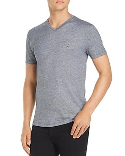 Shop Lacoste Striped V-neck Tee In Eclipse