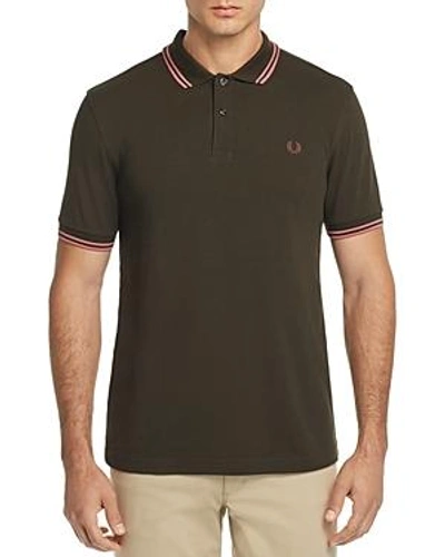 Shop Fred Perry Twin Tipped Polo - Slim Fit In Hunting Green