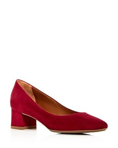 Shop Aquatalia Women's Pasha Weatherproof Suede Block-heel Pumps In Cherry