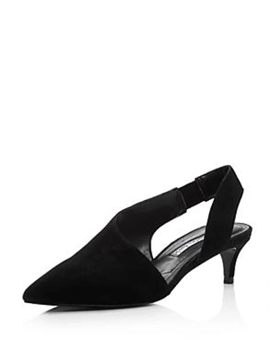 Shop Charles David Women's Picasso Pointed Toe Suede Kitten-heel Slingback Mules In Black