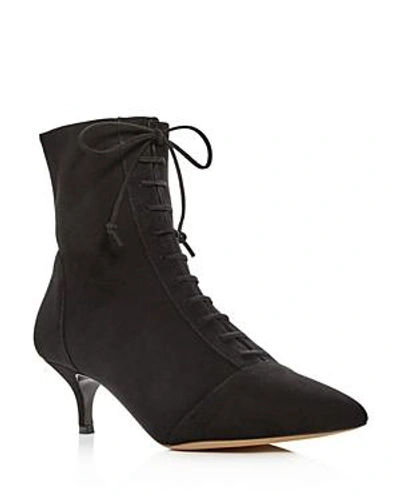 Shop Tabitha Simmons Women's Emmet Suede Kitten-heel Booties In Black