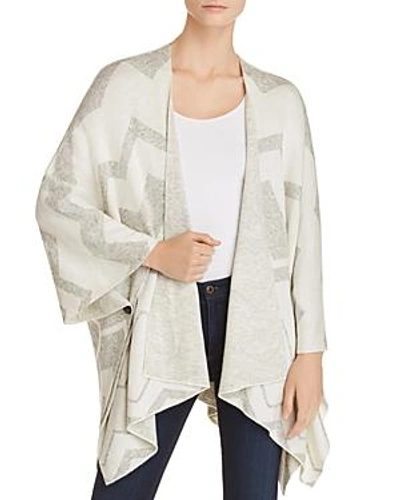 Shop Sioni Open-front Poncho In Gray/white