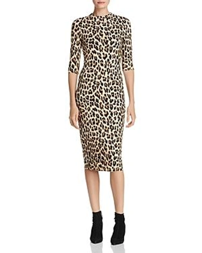 Shop Alice And Olivia Alice + Olivia Delora Leopard Print Midi Dress In Textured Leopard