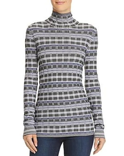 Shop Theory Plaid Turtleneck Top In Multi