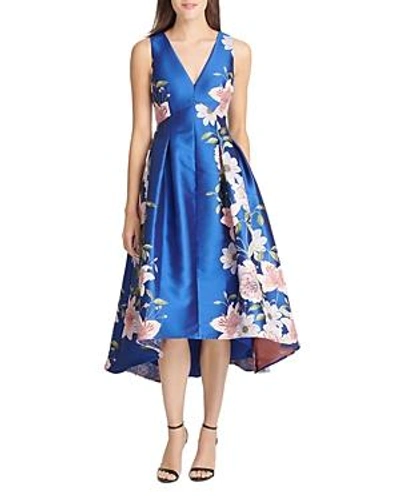 Shop Eliza J High/low Floral Jacquard Dress In Cobalt
