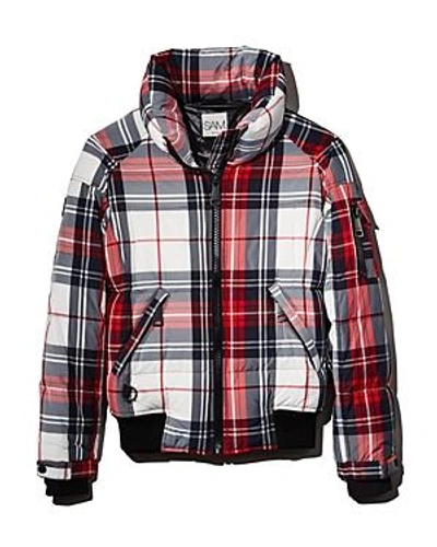 Shop Sam Plaid Freestyle Down Bomber Jacket In Alpine