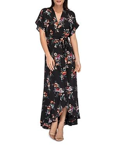 Shop B Collection By Bobeau Wren Floral Wrap Maxi Dress In Black Floral