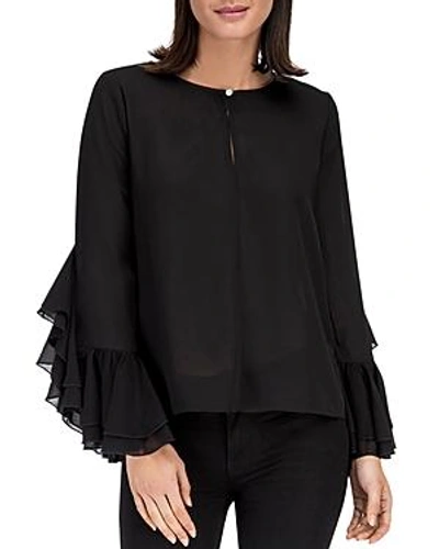 Shop B Collection By Bobeau Jazz Flounce Sleeve Top In Black
