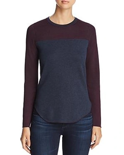 Shop Three Dots Reversible Color-block Sweater In Aubergine