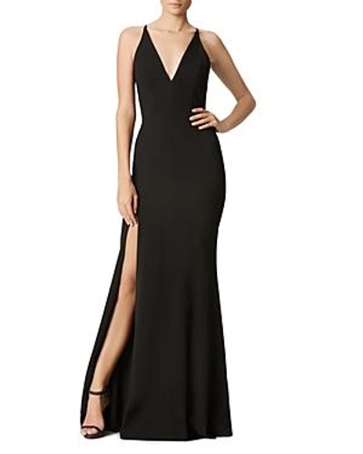 Shop Dress The Population Iris Fluted Gown In Black