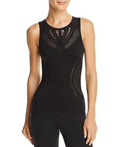 Shop Alo Yoga Lark Mesh Detail Seamless Tank In Black