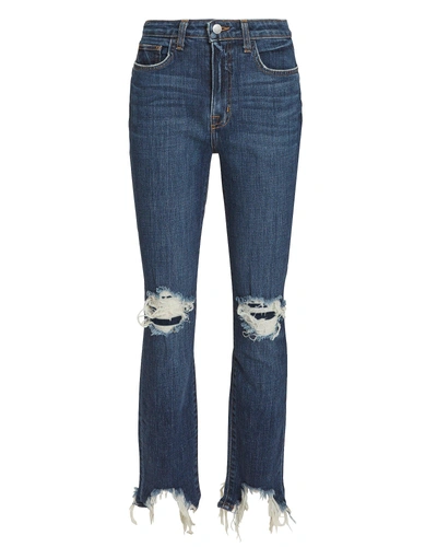 Shop L Agence Highline Distressed Skinny Jeans In Dark Wash