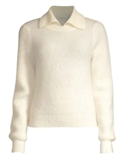 Shop Ganni Callahan Collar Sweater In Egret
