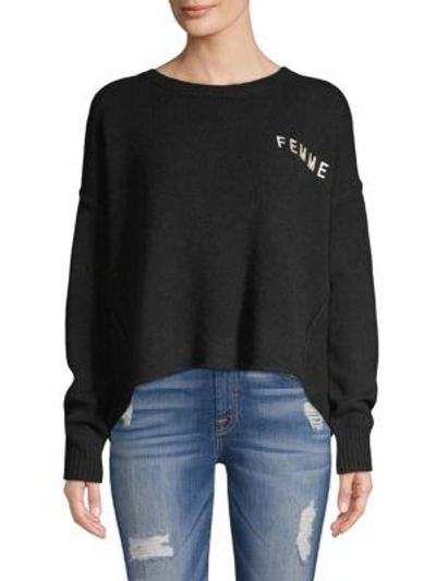 Shop 360cashmere Femme Crop Graphic Cashmere Sweater In Black White