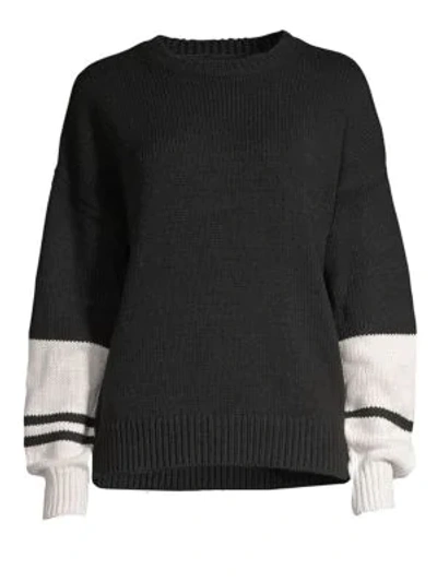 Shop 360cashmere Colorblock Boyfriend Sweater In Black Marble