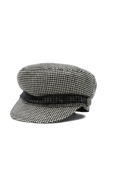 Shop Maison Michel New Abby Wool Cashmere Dogtooth Hat In Multi. In Black & Cream
