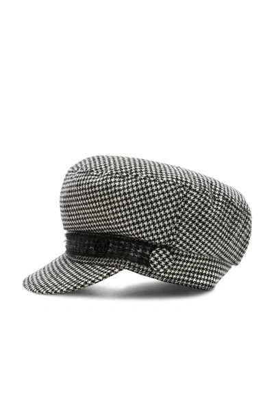 Shop Maison Michel New Abby Wool Cashmere Dogtooth Hat In Multi. In Black & Cream