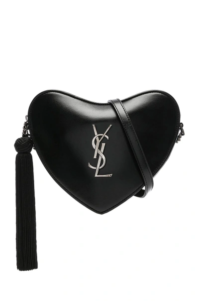 Shop Saint Laurent Monogramme Heart Shoulder Bag In Black