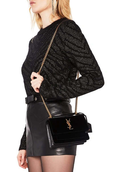Small Velvet & Leather Sunset Chain Bag