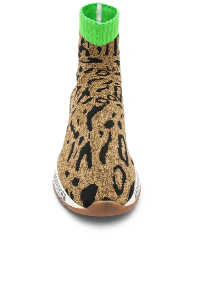 Shop Versace Leopard Printed Sock Sneakers In Metallic,brown,animal Print