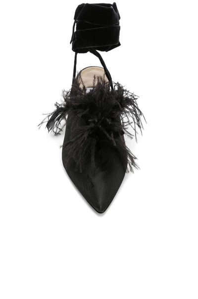 Shop Attico Feather Embellished Cara Strappy Mules In Black