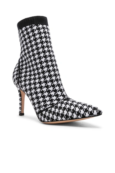 Shop Gianvito Rossi Houndstooth Knit Ankle Boots In White & Black