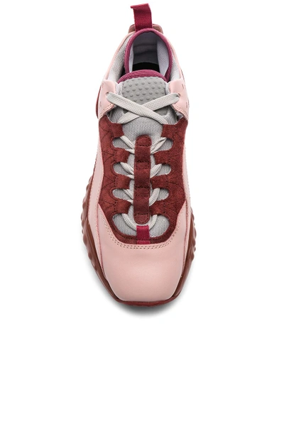 Shop Acne Studios Leather Manhattan Sneakers In Pink & Burgundy