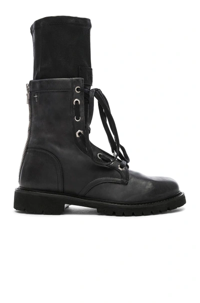 Shop Rta Leather Combat Boots In Blackout
